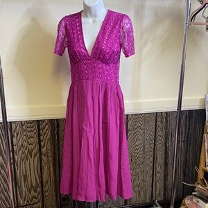 ASOS Vibrant Magenta Midi Dress with Mesh Back